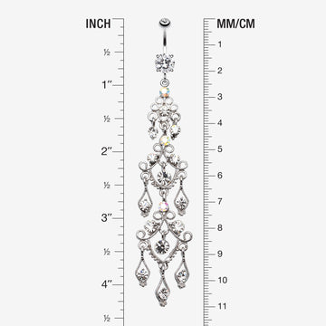 Detail View 1 of Majestic Chandelier Belly Ring-Clear Gem